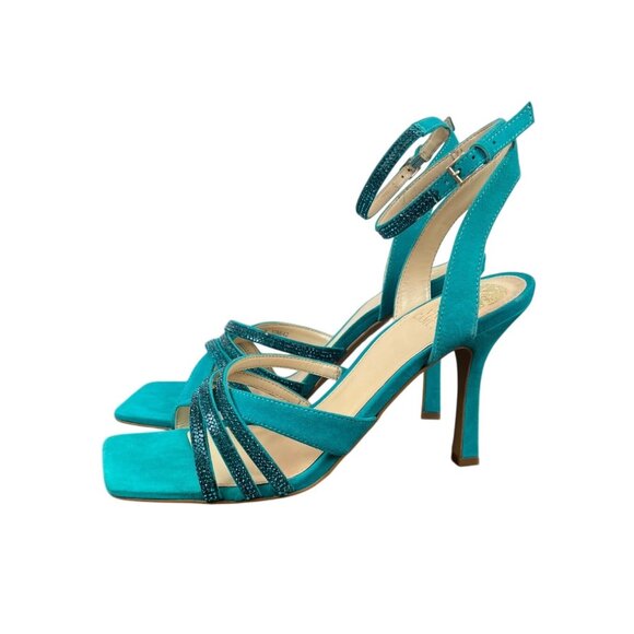 Vince Camuto Women’s Evening Jade Blue Suede Brevern Strappy Heels Sz 10M - New - Picture 5 of 10